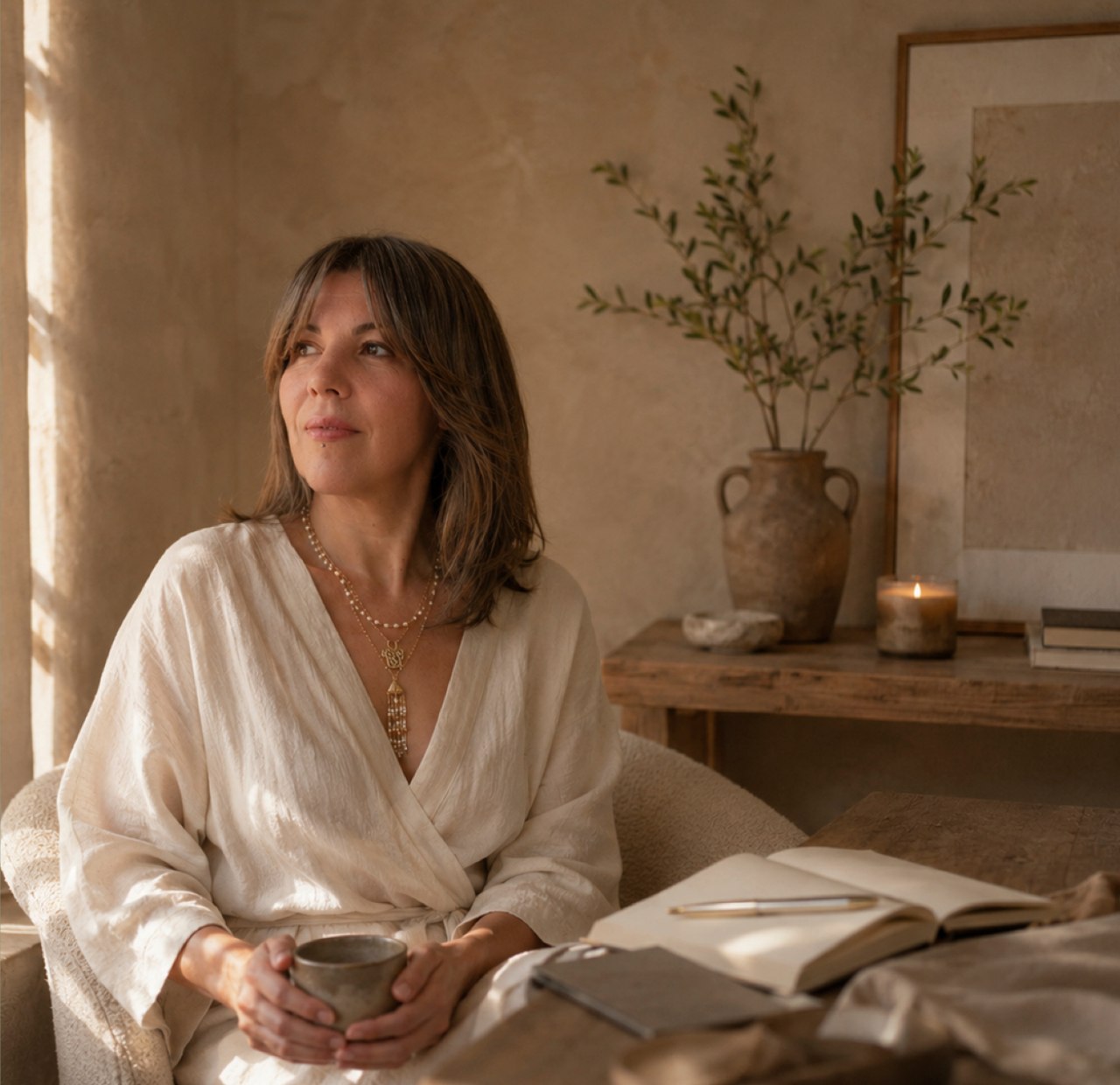 Montse Gil en un ambiente cálido con luz natural